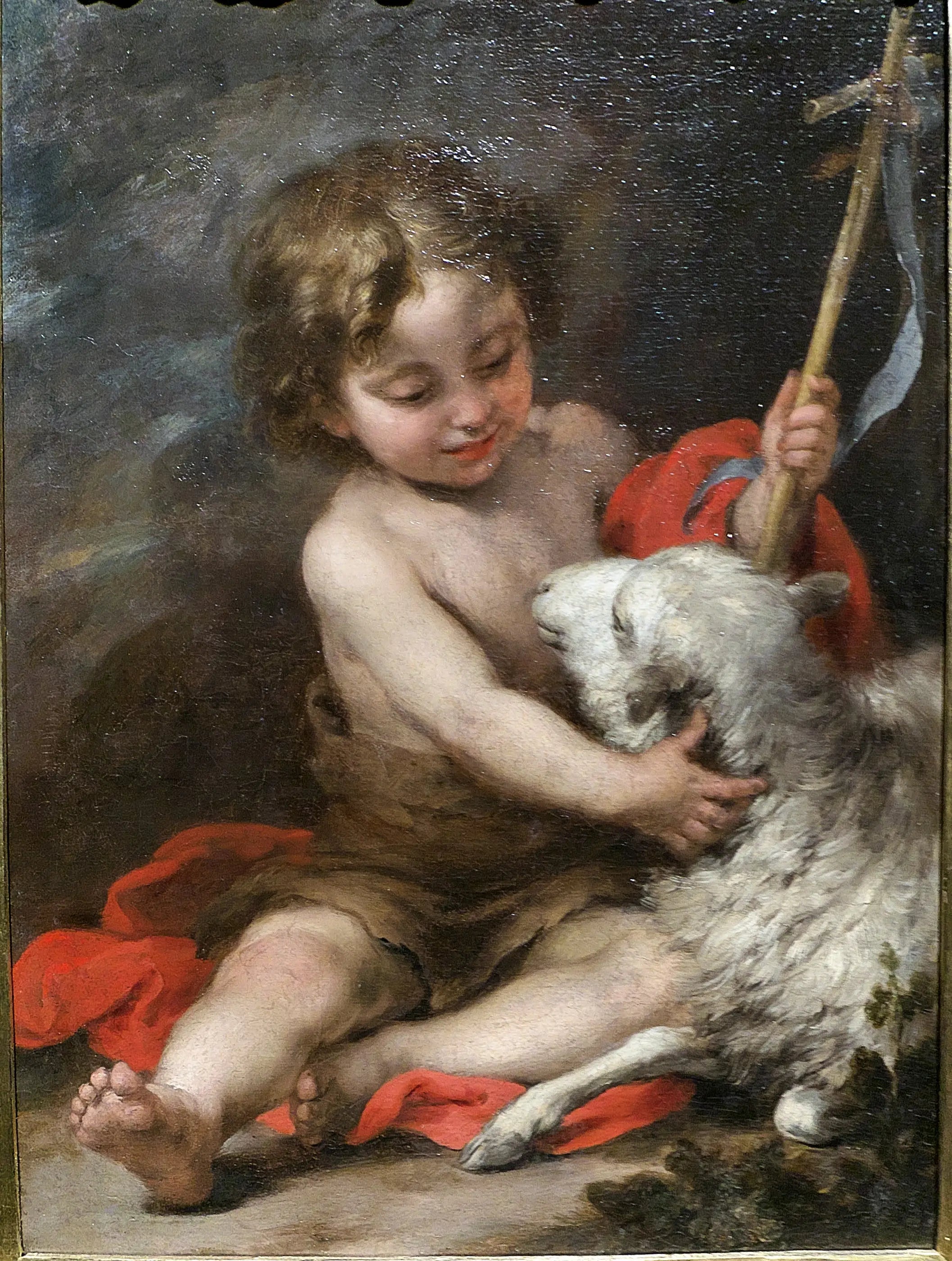 Le petit saint Jean jouant avec un agneau - Bartolomé Esteban Murillo image 1 reproduction réalisée par Alpha Reproduction