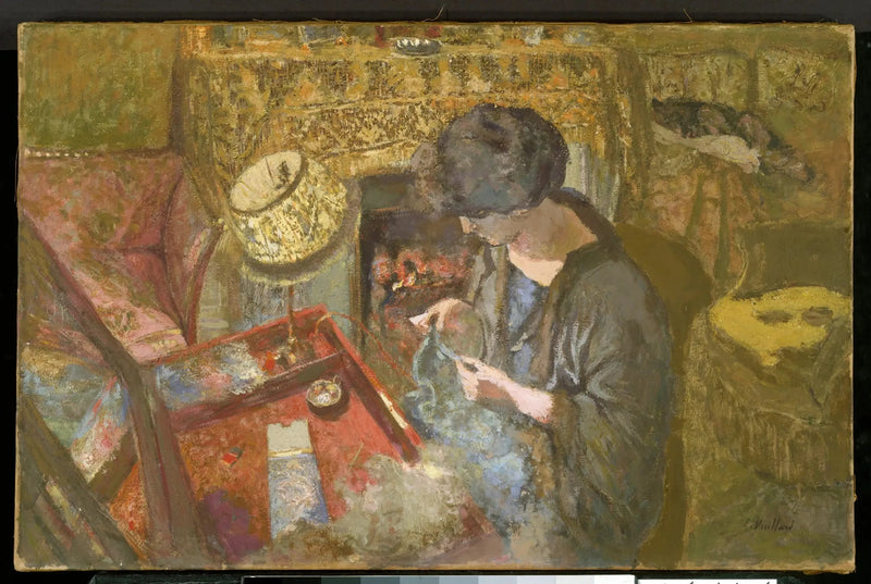 Le Petit Salon : Mme Hessel à sa table à coudre - Édouard Vuillard