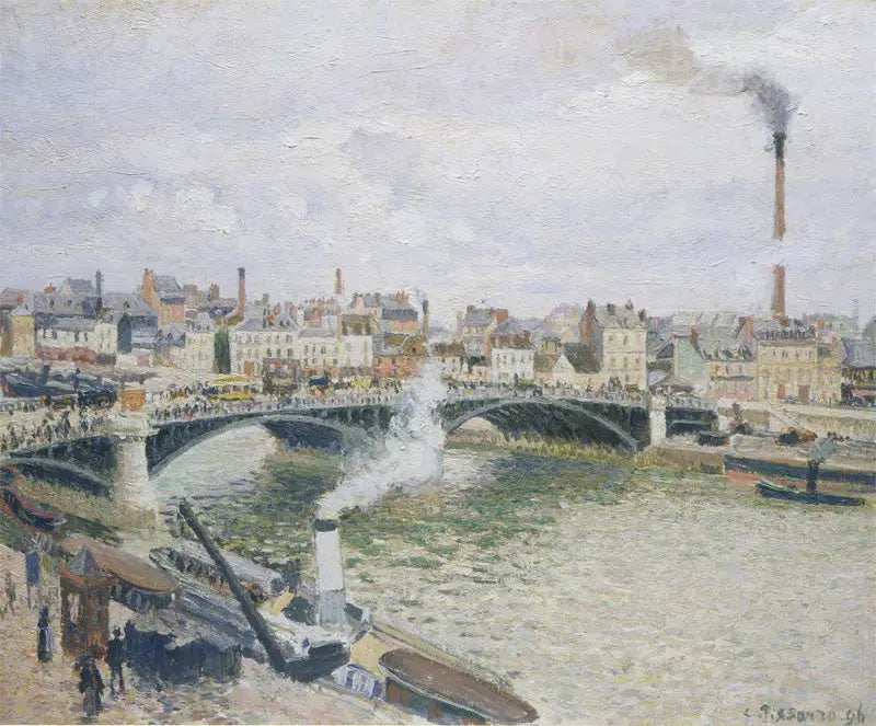 Die Boieldieu-Brücke in Rouen, Morgen, nasses Wetter - Camille Pissarro