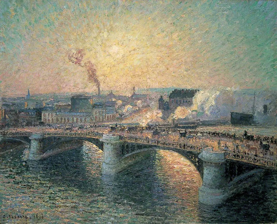 Die Boieldieu-Brücke, Rouen, Sonnenuntergang - Camille Pissarro