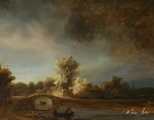 Le Pont de pierre - Rembrandt van Rijn - Reproductions de tableaux et peintures haut de gamme