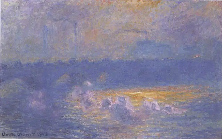 Die Waterloo-Brücke, Sonnenlichteffekt mit Rauch - Claude Monet