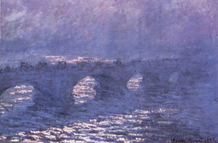 Die Waterloo-Brücke, Sonnenlicht-Effekt im Nebel - Claude Monet