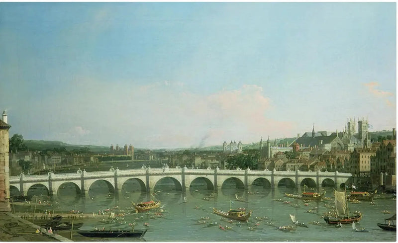 Westminster-Brücke gesehen vom Norden mit dem Umzug des Lord-Bürgermeisters - Canaletto
