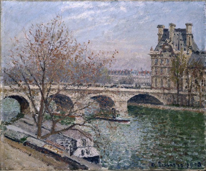 Die Pont Royal und das Pavillon de Flore, Morgen, Sonne - Camille Pissarro
