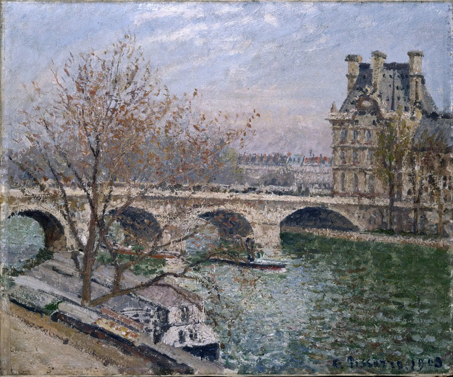 Die Pont Royal und das Pavillon de Flore, Morgen, Sonne - Camille Pissarro