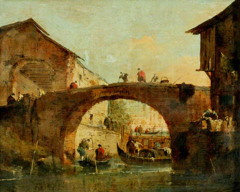 Die Brücke über die Brenta in Dolo (die Porta del Dolo) - Francesco Guardi