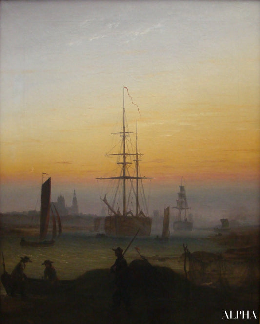 Le Port de Greifswald - Caspar David Friedrich - Reproductions de tableaux et peintures haut de gamme
