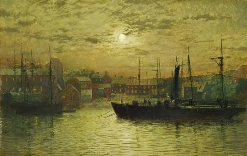 Der Hafen von Whitby im Mondlicht - John Atkinson Grimshaw