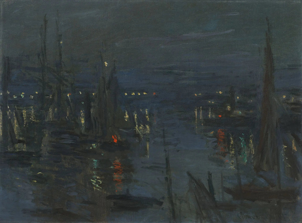 Le port du Havre, effet de nuit - Claude Monet image 1 reproduction artisanale de tableau
