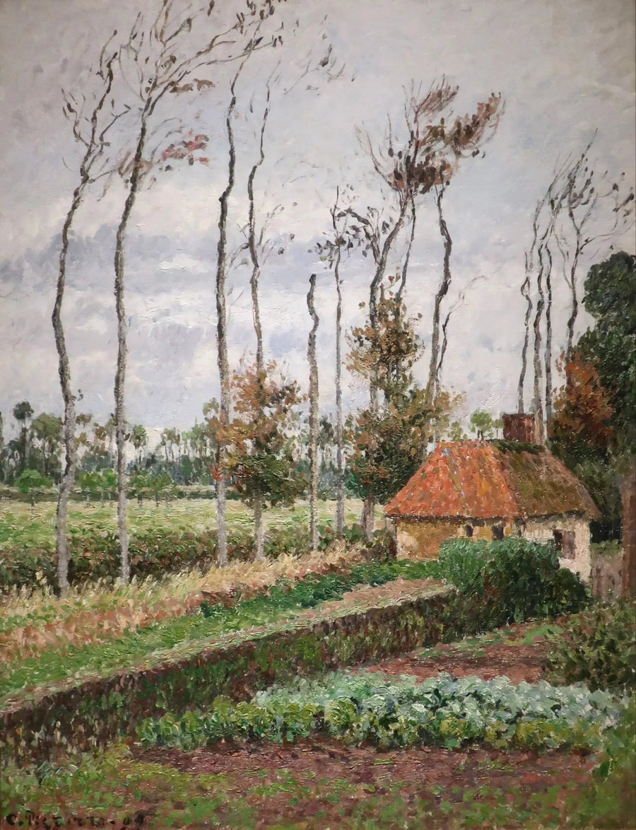 Der Gemüsegarten des Herrenhauses von Ango, Varangeville, graue Zeit - Camille Pissarro