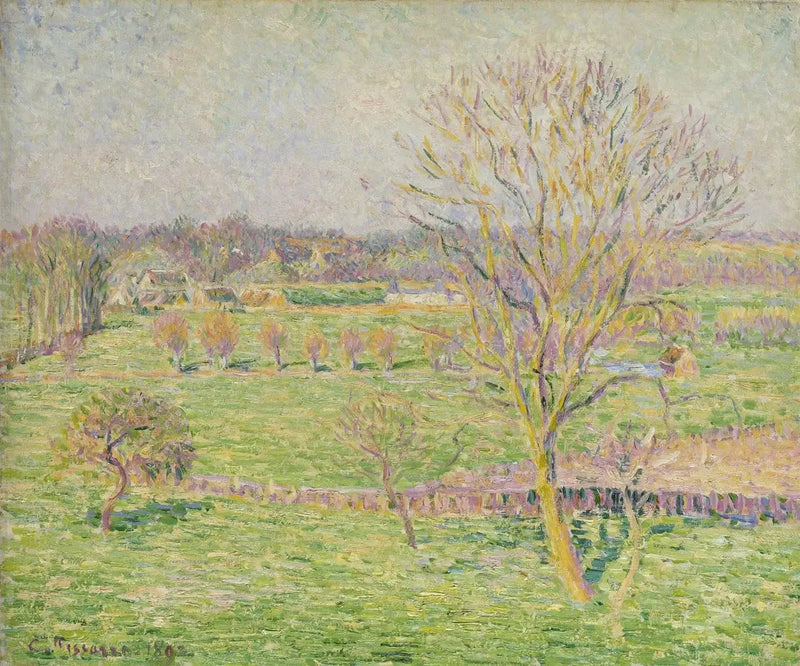 Die Wiese und die große Walnuss, Frühling, Eragny - Camille Pissarro