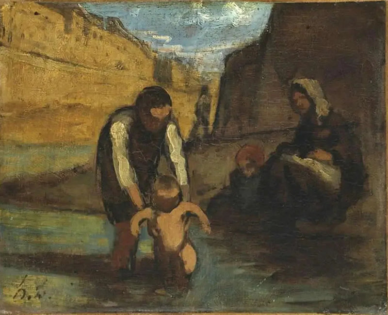 Das erste Bad - Honoré Daumier