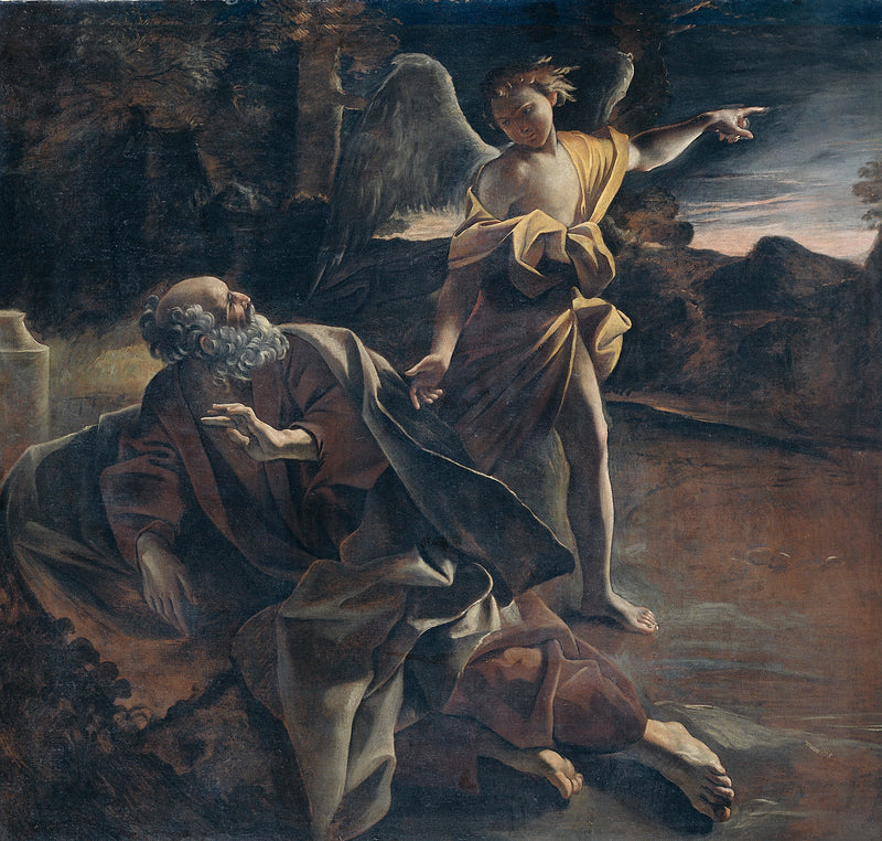 Der Prophet Elia in der Wüste, geweckt von einem Engel - Giovanni Lanfranco