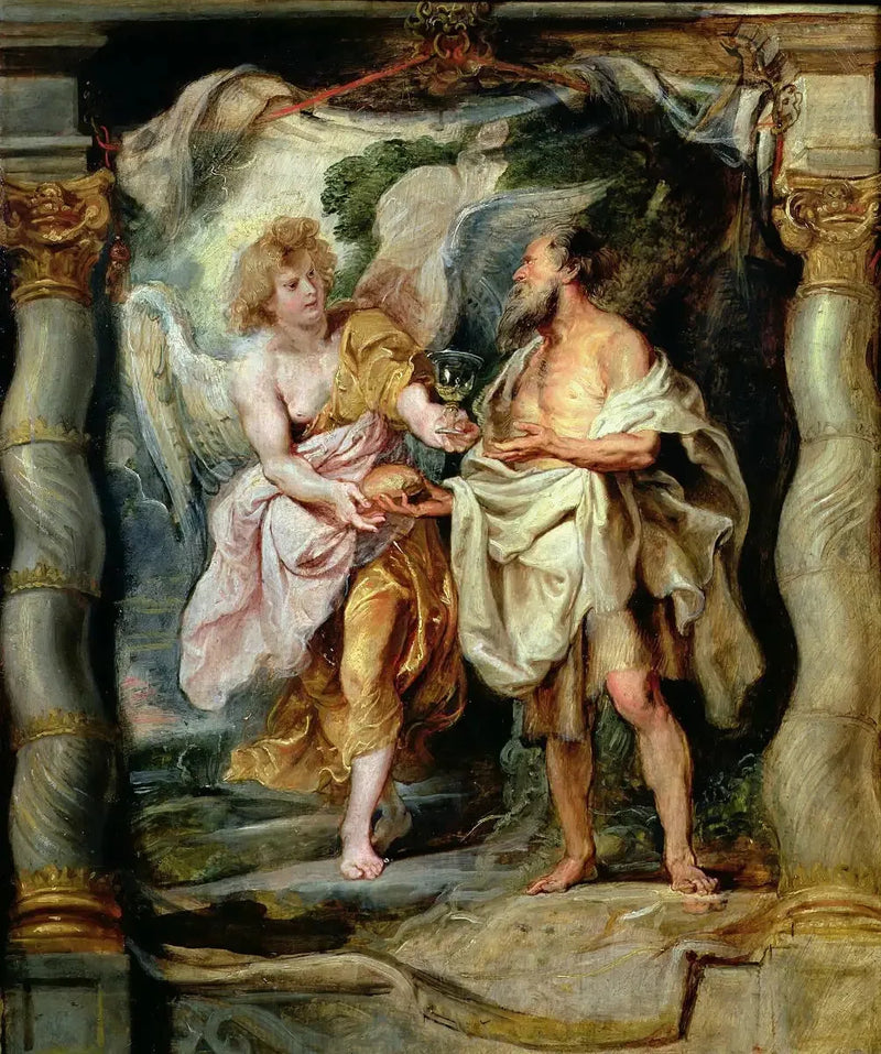 Der Prophet Elia von einem Engel genährt - Peter Paul Rubens