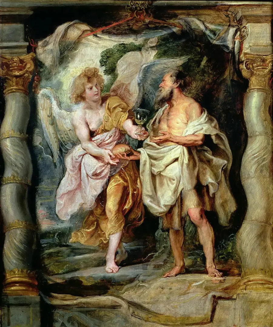 Der Prophet Elia von einem Engel genährt - Peter Paul Rubens