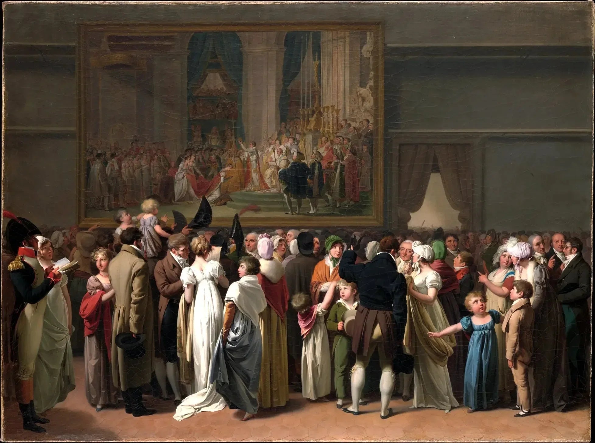 Le Public regardant le « Couronnement » de David au Louvre - Louis-Léopold Boilly image 1 copie de tableau peinte à la main