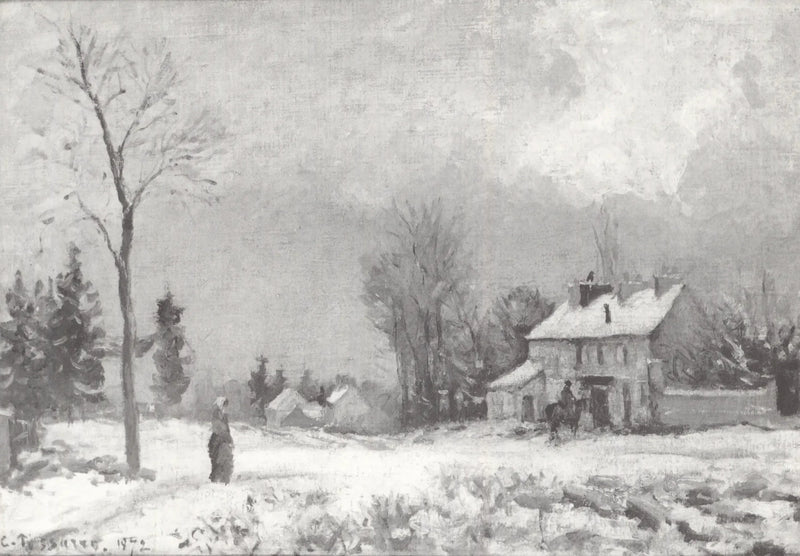 Die Poststation, Straße nach Versailles, Louveciennes, Schnee - Camille Pissarro