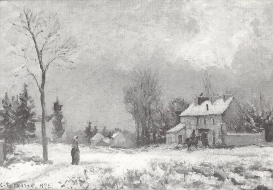Die Poststation, Straße nach Versailles, Louveciennes, Schnee - Camille Pissarro