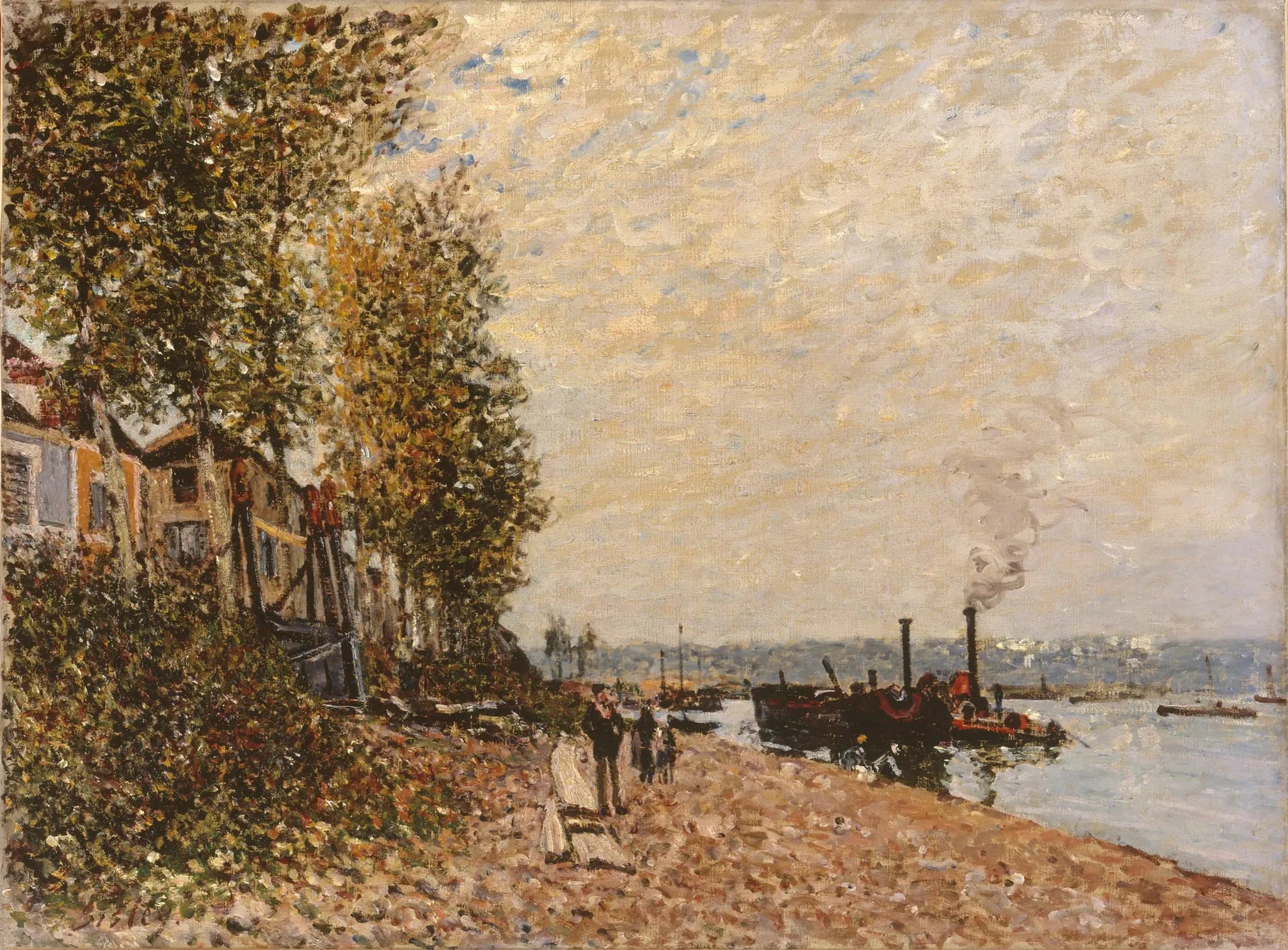 Le Remorqueur sur le Loing, Saint-Mammès - Alfred Sisley image 1 reproduction de peinture à l’huile