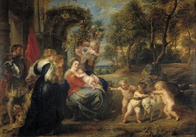 Die Ruhe während der Flucht nach Ägypten mit den Heiligen - Peter Paul Rubens