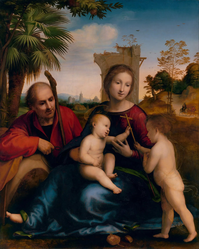 Die Ruhe während der Flucht nach Ägypten mit Johannes dem Täufer - Fra Bartolomeo