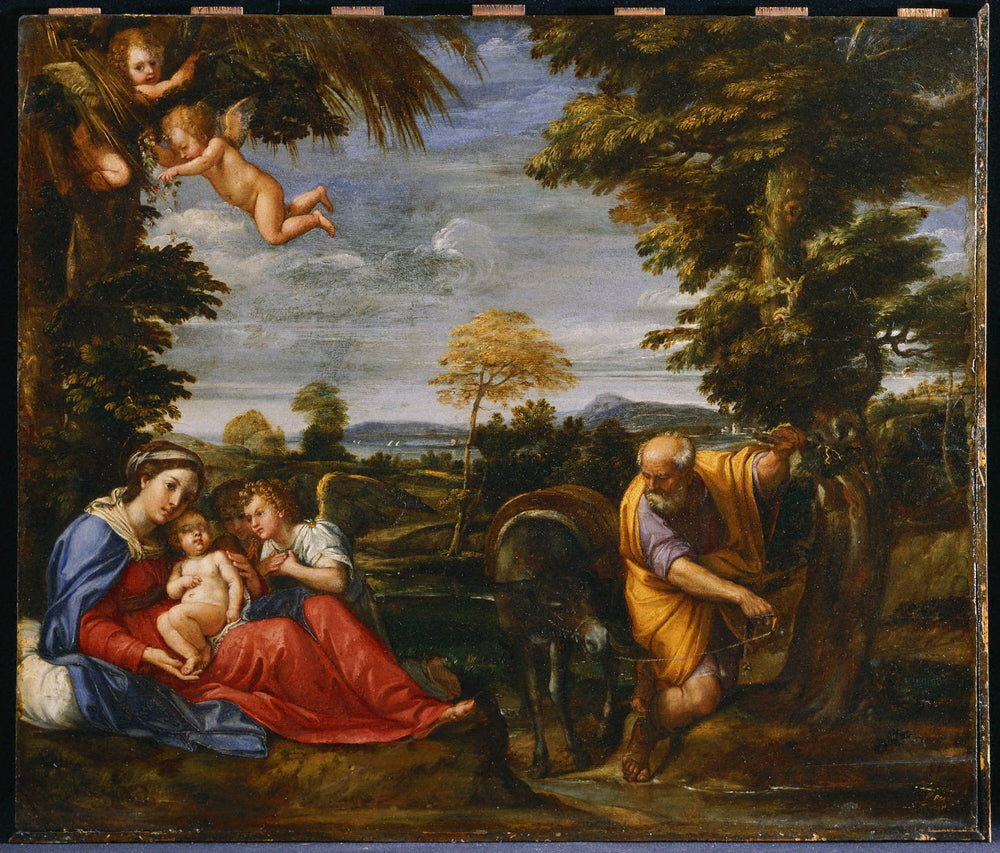 Le Repos pendant la fuite en Égypte - Francesco Albani image 1 tableau peint à l’huile sur toile