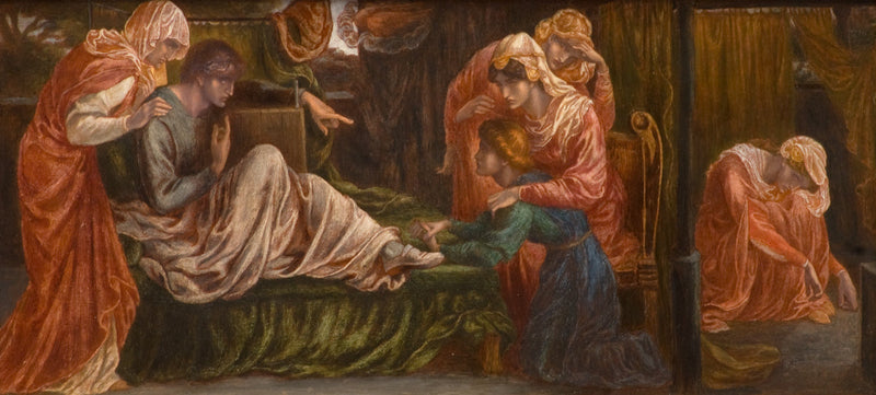 Dantes Traum am Tag des Todes von Beatrice (Vorspiel, rechte Tafel) - Dante Gabriel Rossetti