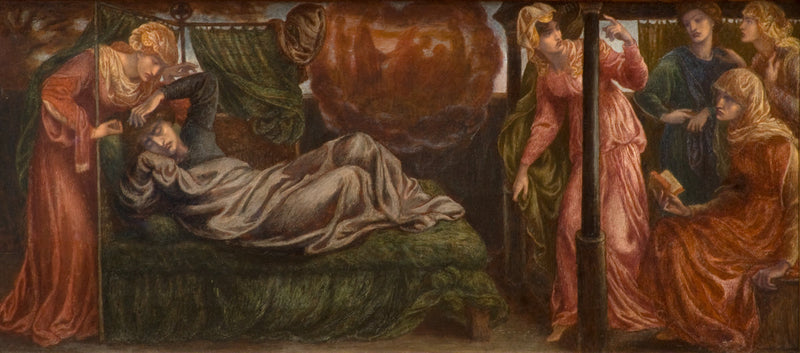 Dantes Traum am Tag des Todes von Beatrice (Vorspiel, linkes Flügel) - Dante Gabriel Rossetti