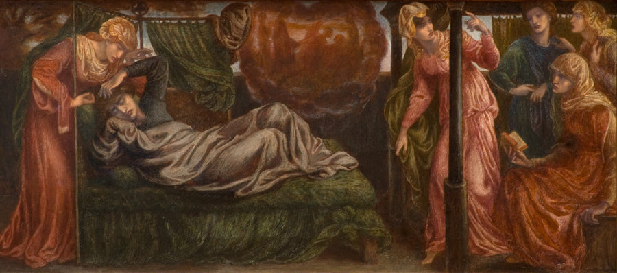 Dantes Traum am Tag des Todes von Beatrice (Vorspiel, linkes Flügel) - Dante Gabriel Rossetti
