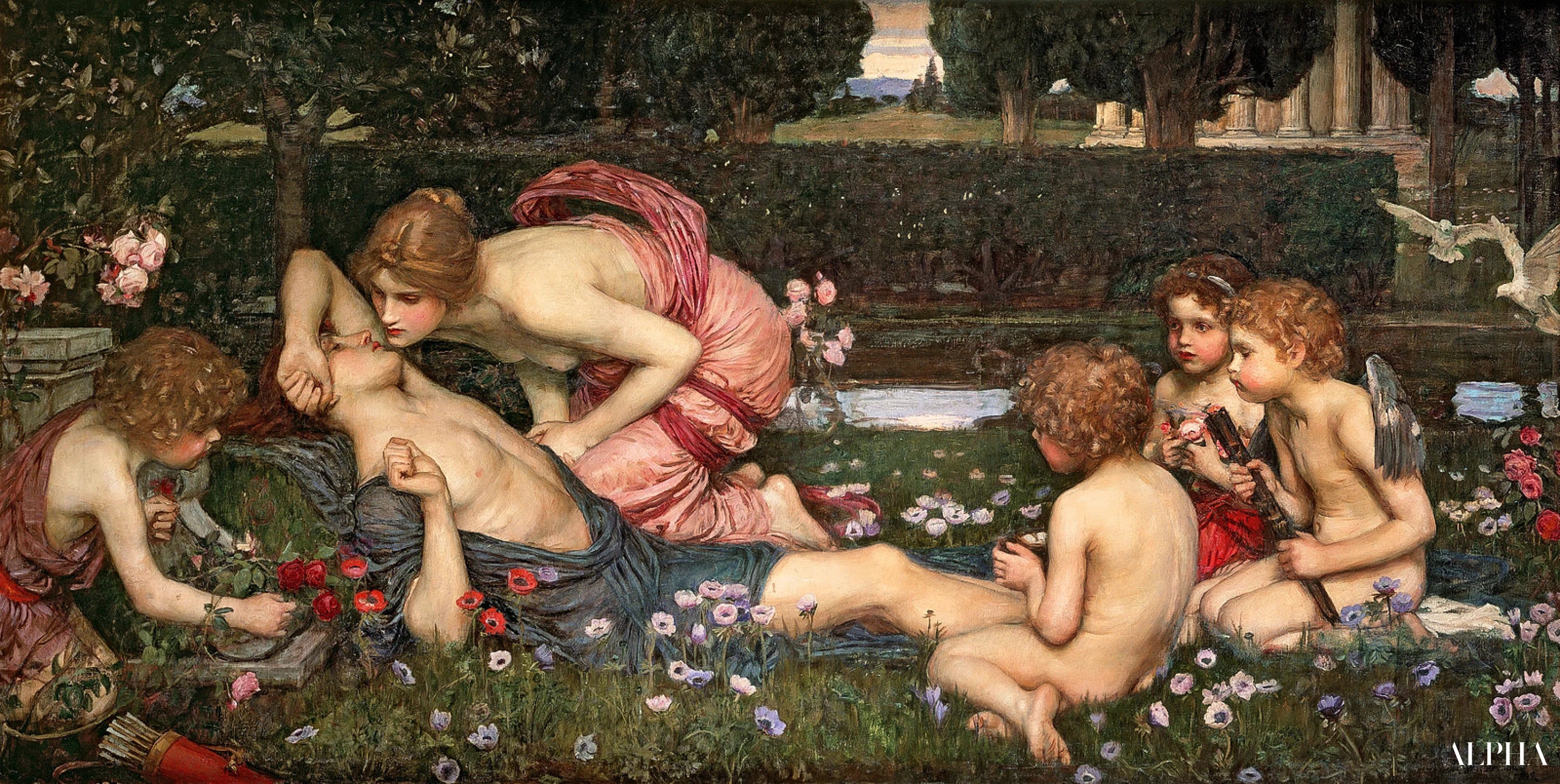 Reproduction du tableau « Le réveil d'Adonis - John William Waterhouse » par Alpha Reproduction en peinture à l’huile