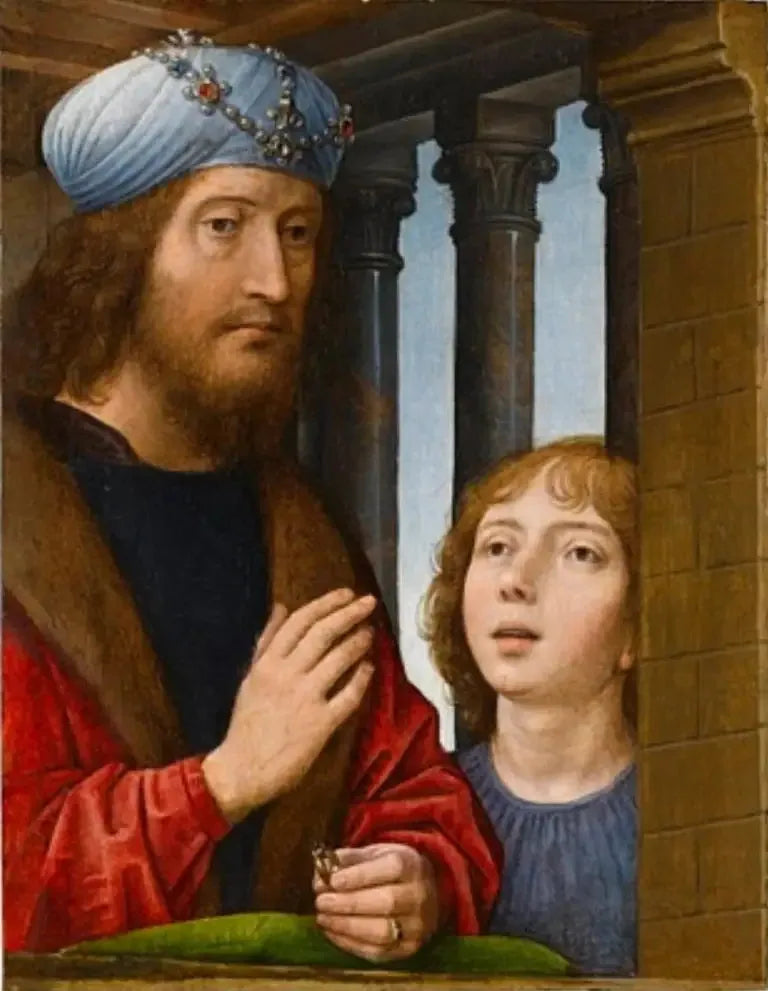 Der König David und ein Junge - Hans Memling