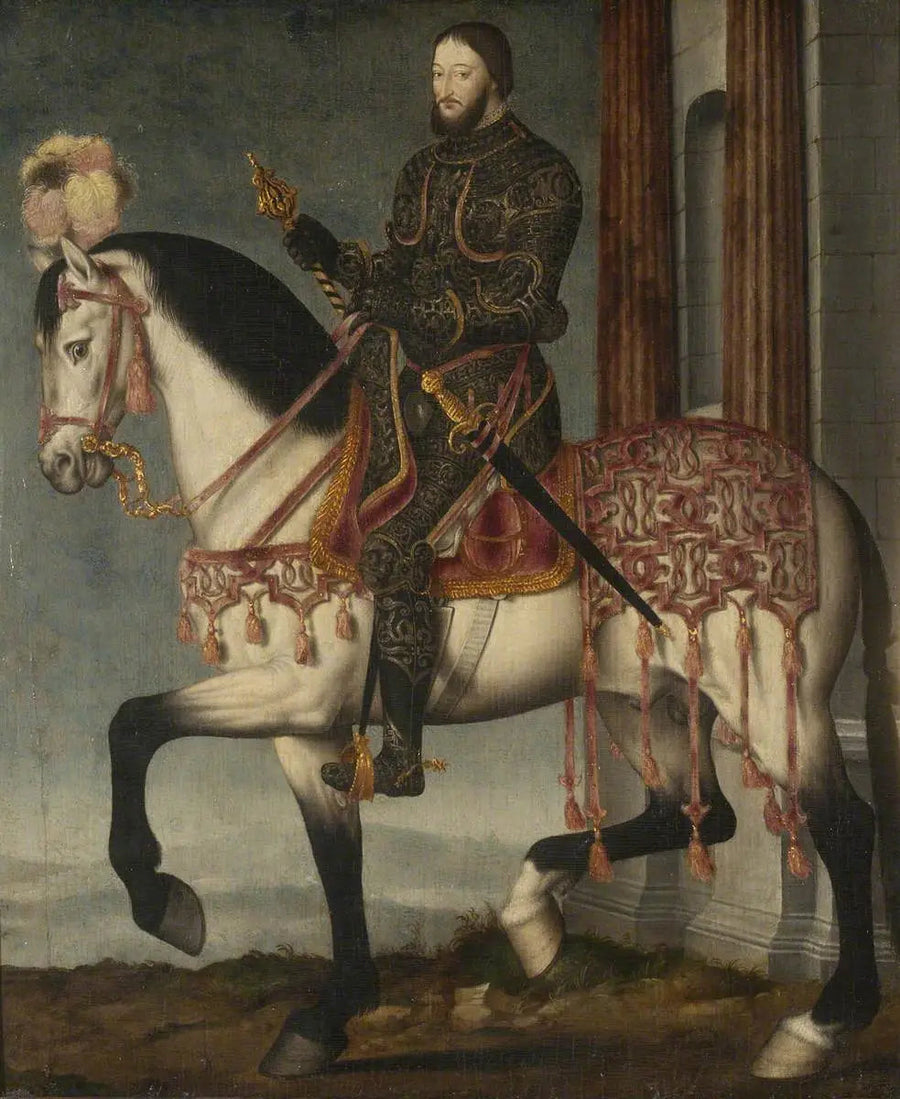 Der König François Ier, König von Frankreich (1494-1547) auf dem Pferd - François Clouet