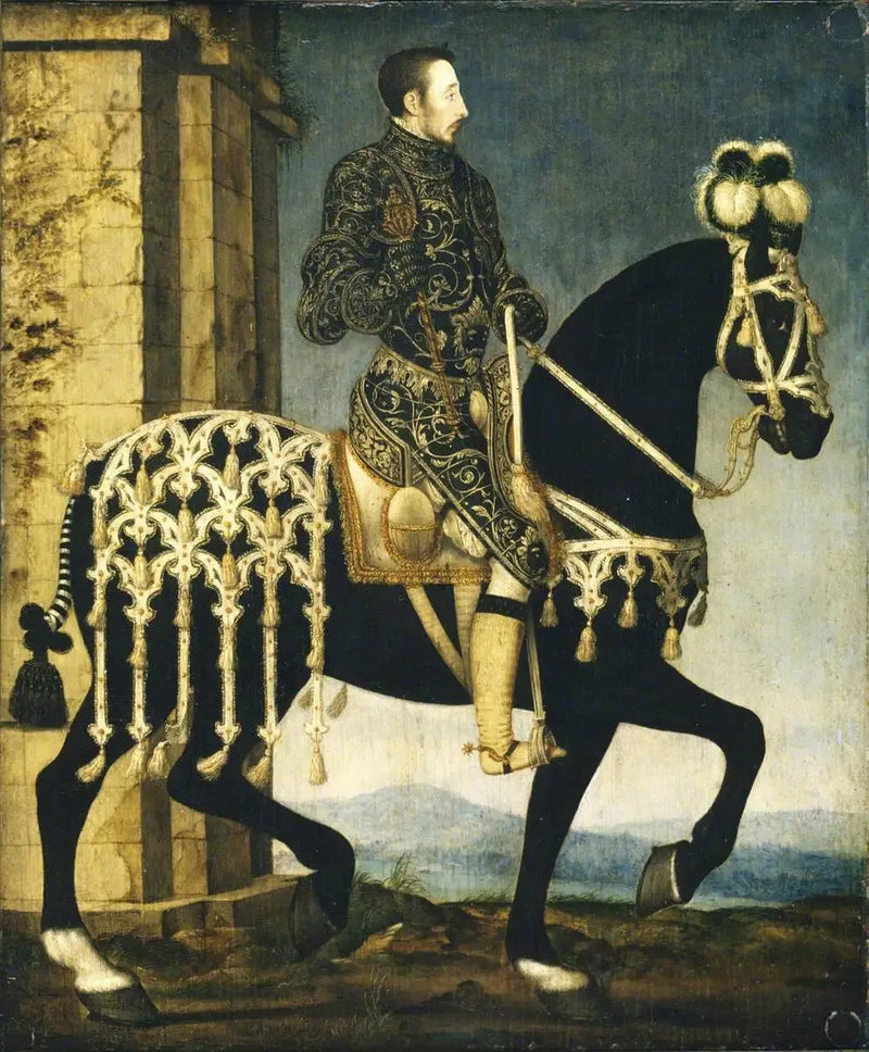 Der König Heinrich II., König von Frankreich (1519-1559) auf dem Pferd - François Clouet