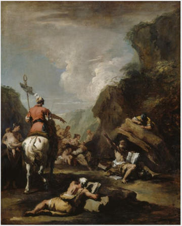 Der König Hieron II. von Syrakus bittet Archimedes, die Stadt zu befestigen - Sebastiano Ricci