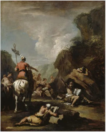Der König Hieron II. von Syrakus bittet Archimedes, die Stadt zu befestigen - Sebastiano Ricci