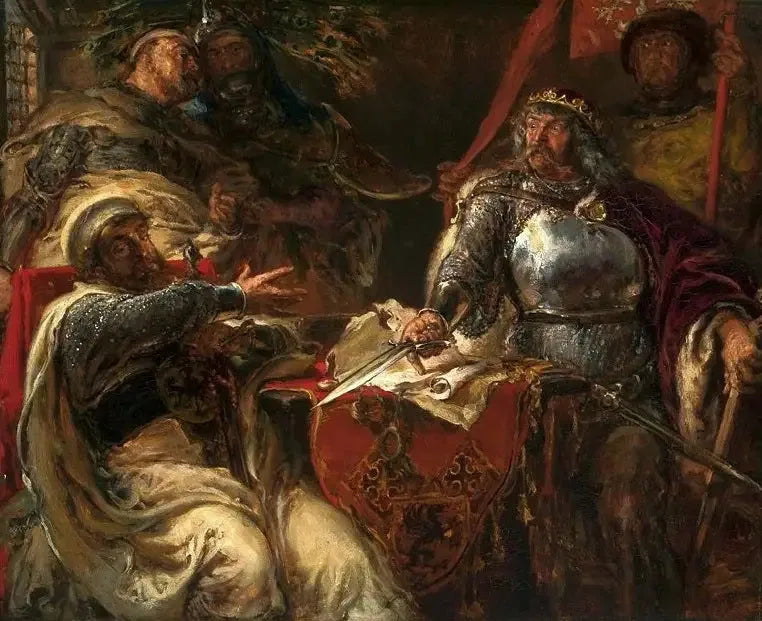 Der König Ladislas der Kurze bricht die Abkommen mit den Deutschen Rittern in Brześć Kujawski. - Jan Matejko