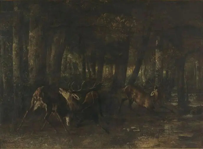 Der Frühlingstrieb. Kampf der Rehe - Gustave Courbet