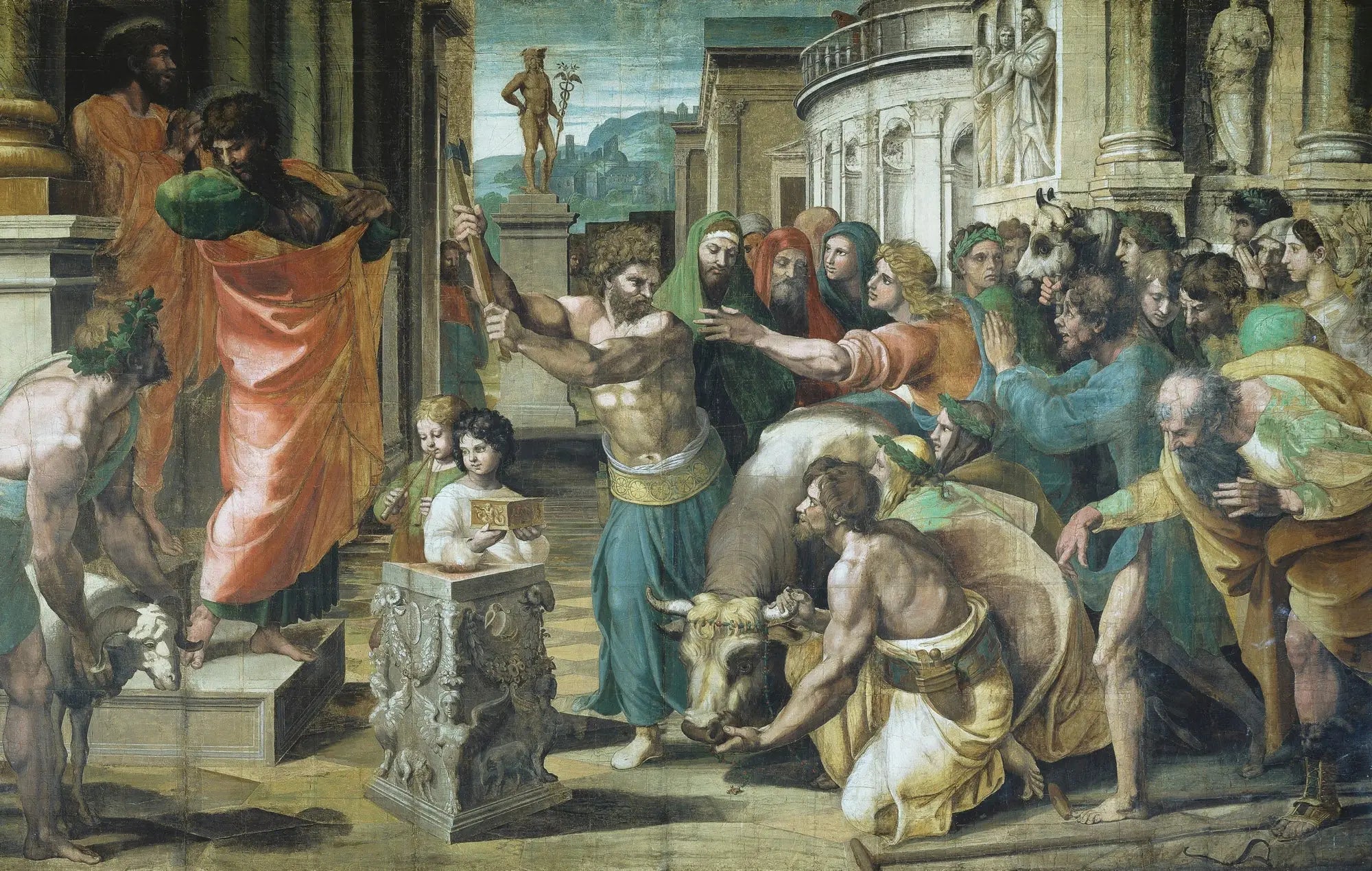 Le sacrifice de Lystre - Raphaël Sanzio image 1 copie peinte à la main à l’huile