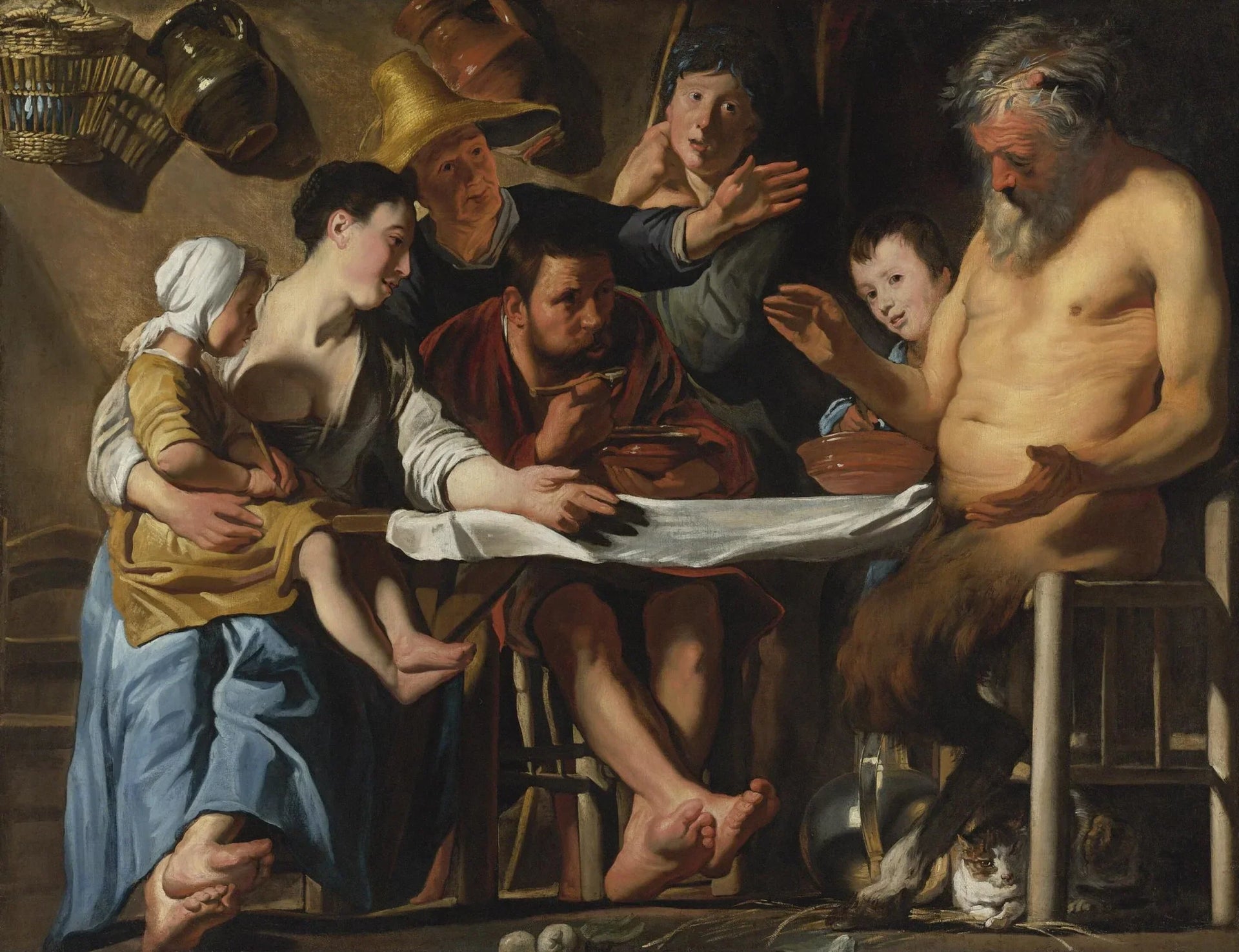 Le Satyre et la Famille Paysanne - Jacob Jordaens image 1 copie peinte à la main à l’huile