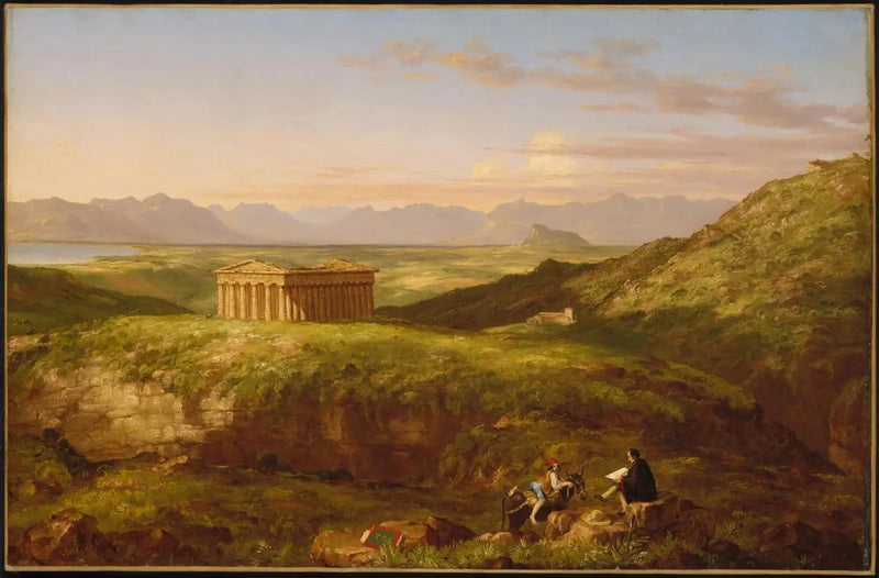Der Tempel von Ségeste mit dem Künstler beim Zeichnen - Thomas Cole