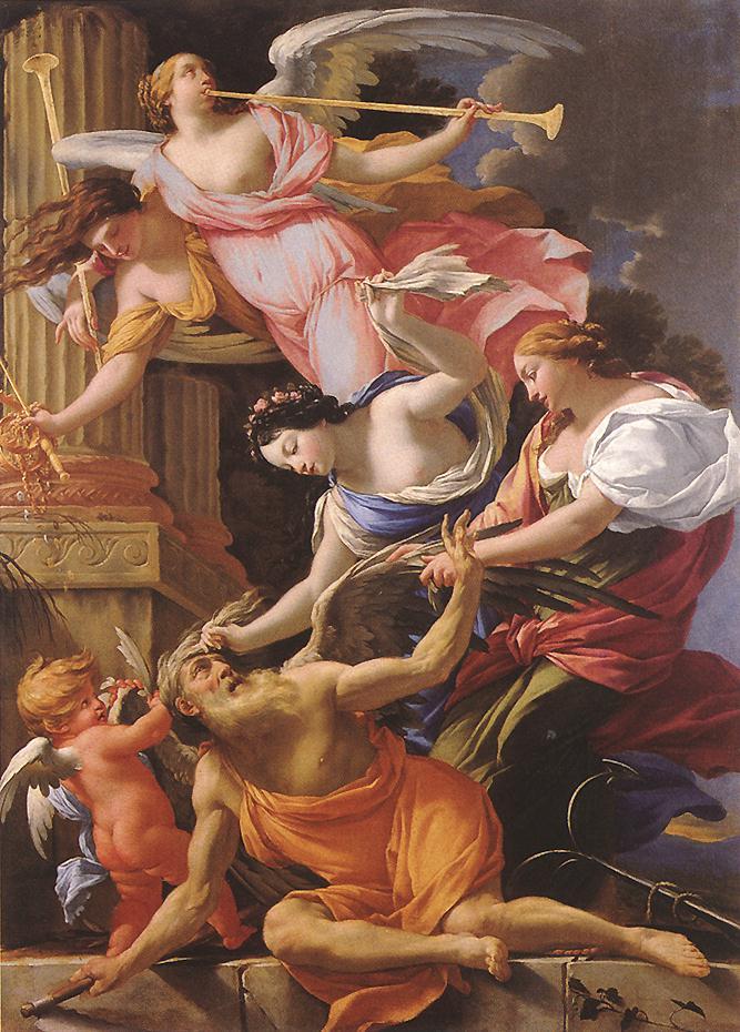 Die besiegte Zeit durch Liebe, Hoffnung und Ruhm - Simon Vouet