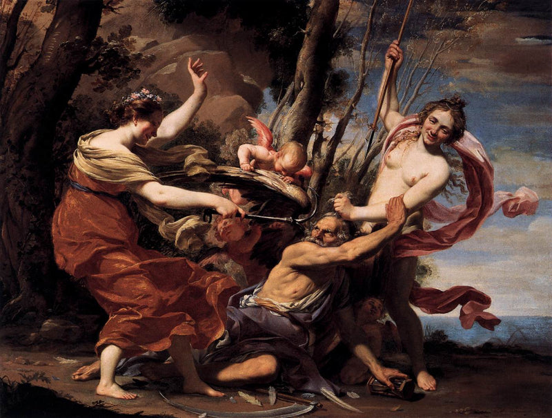 Die Zeit, die von Liebe, Schönheit und Hoffnung überwunden wird - Simon Vouet