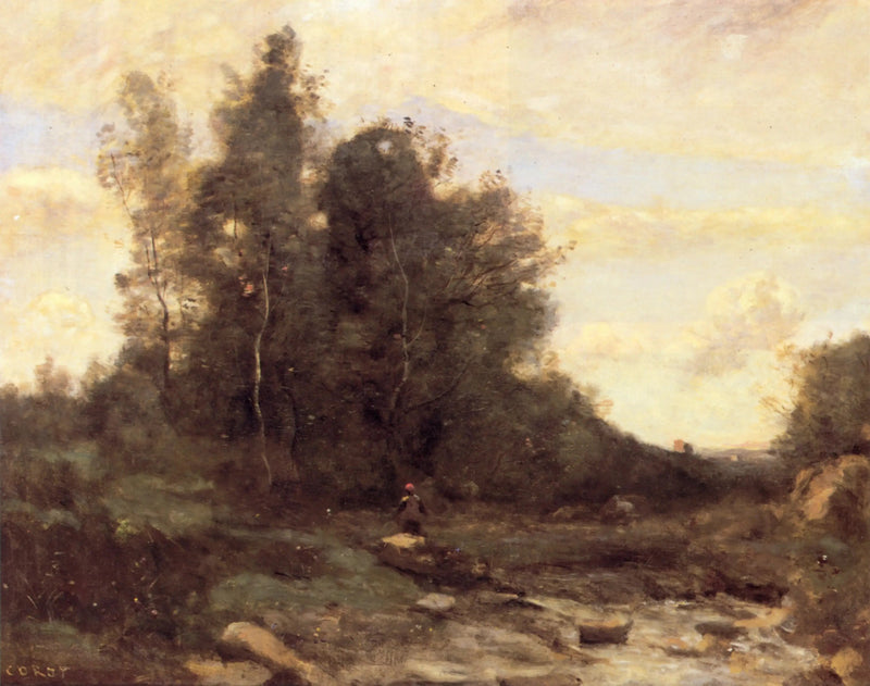 Der steinige Strom (Dämmerung) - Jean-Baptiste Camille Corot