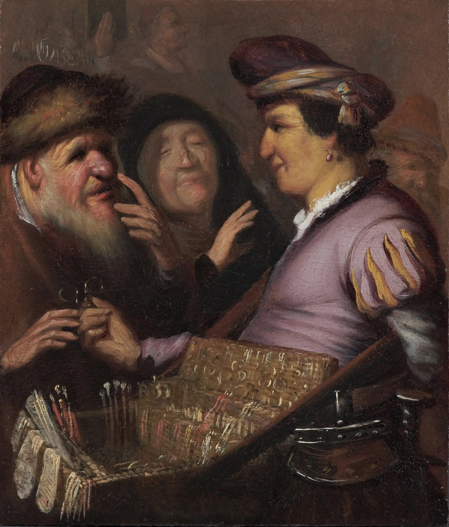 Der Brillenverkäufer (Ein Händler, der Brillen verkauft, Ansicht) - Rembrandt