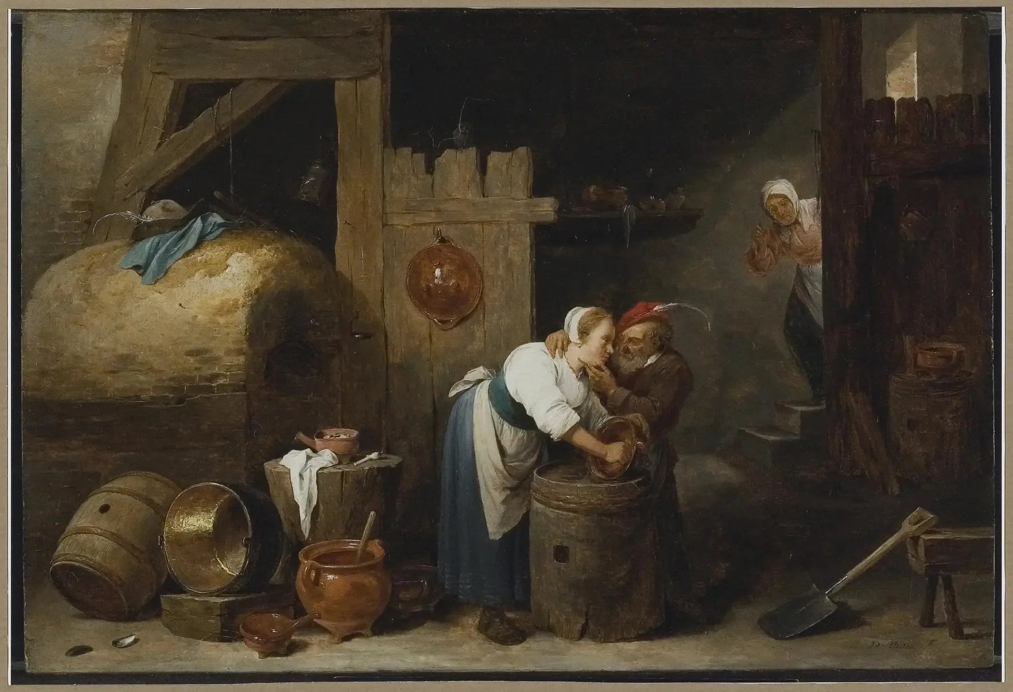 Le vieil homme et la jeune femme - David Teniers le Jeune image 1 reproduction de peinture à l’huile