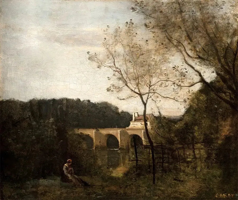 Die alte Brücke in Mantes - Jean-Baptiste Camille Corot