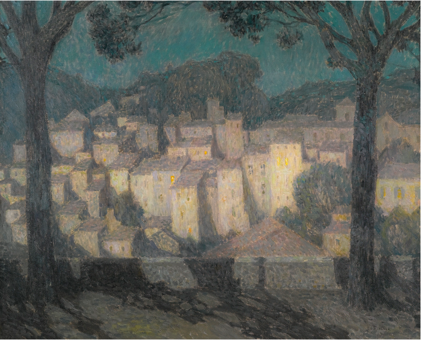 Le village au clair de lune (représentation de Bormes-les-Mimosas) - Henri Le Sidaner - Alpha Reproduction