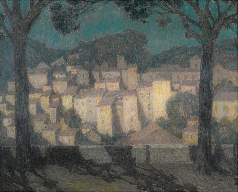 Das Dorf im Mondschein (Darstellung von Bormes-les-Mimosas) - Henri Le Sidaner