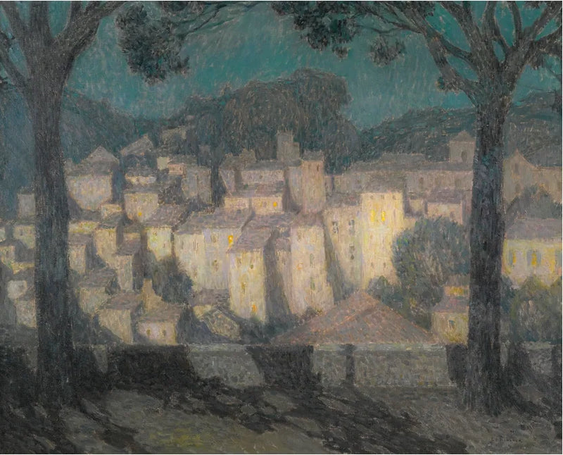 Das Dorf im Mondschein (Darstellung von Bormes-les-Mimosas) - Henri Le Sidaner
